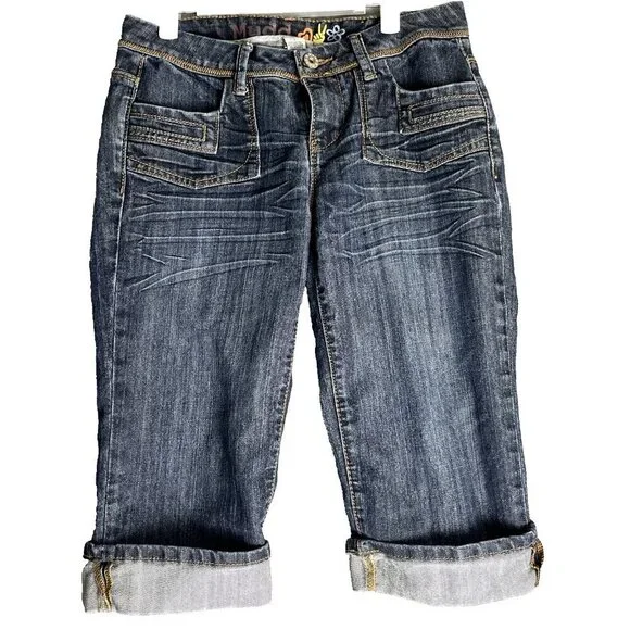 Mudd Jeans Mudd Womens Y2k Low Rise Roll Tab Capri Pants Size